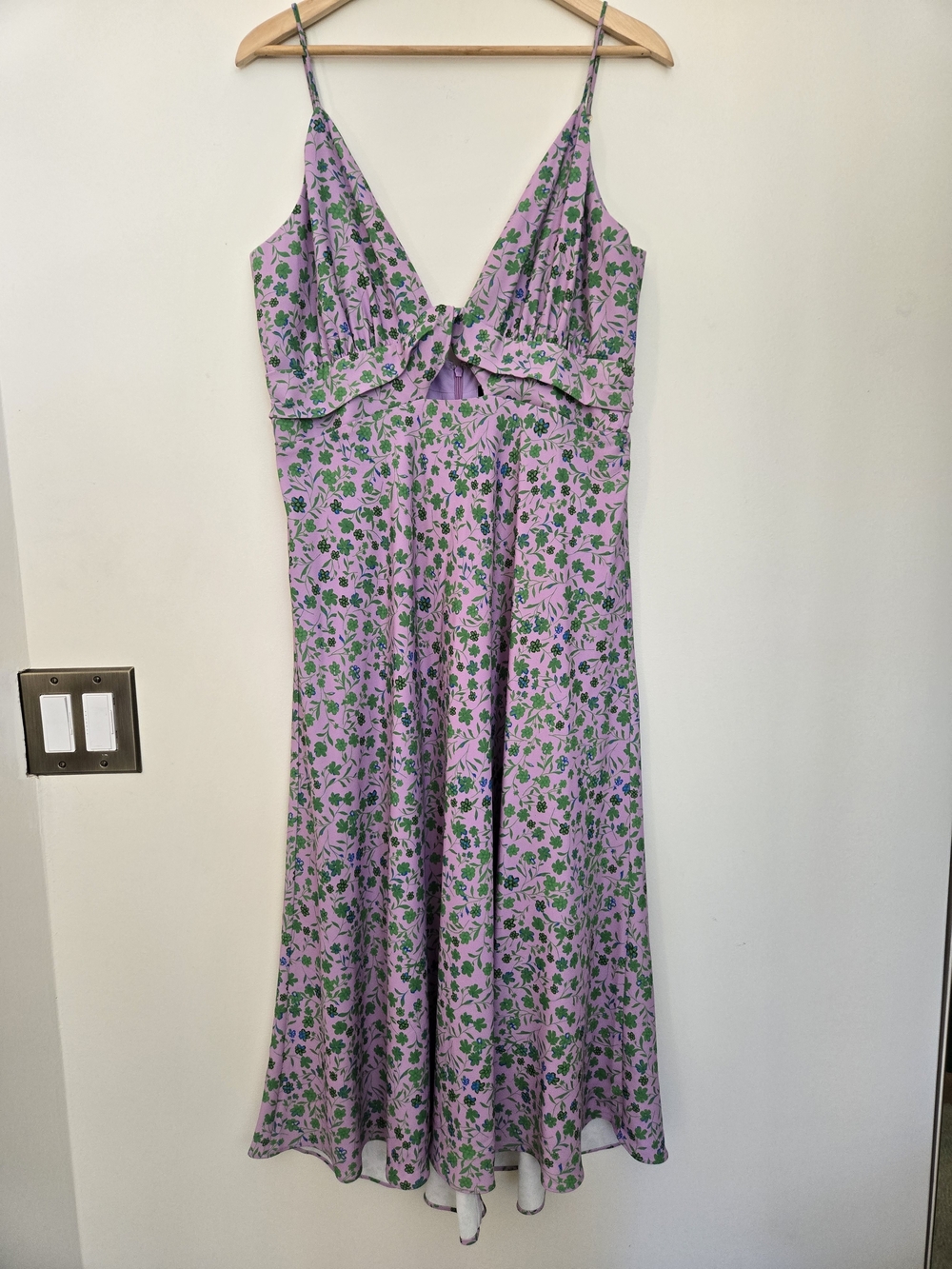 Alexia Admor Lavender Floral Slip Dress with Green Print